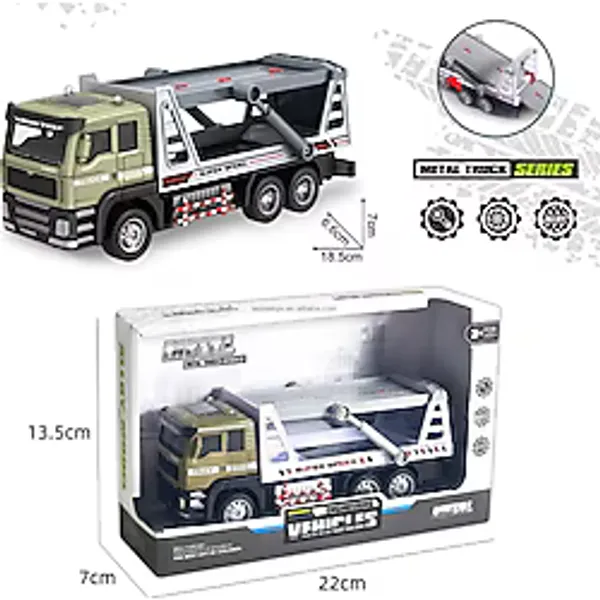 Berattoys 19CM Metal Kamyon Iş Makinası Taşıyıcı Kamyon Iş Araçları Oyuncak Kurtarıcı Kamyon Çekiçi - Koyu Yeşil