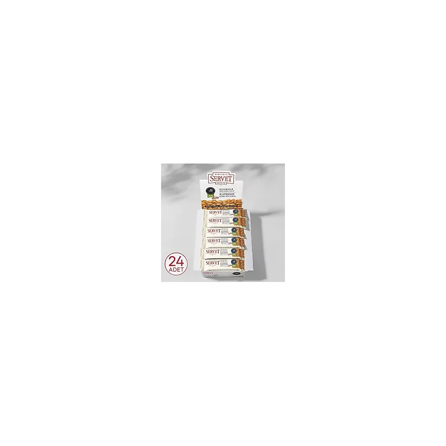 Bercekız Servet Şekerleme Şeker Ilavesiz Susam Krokan Bar 480 gr (24 x 20 gr) - 24 Lü Paket