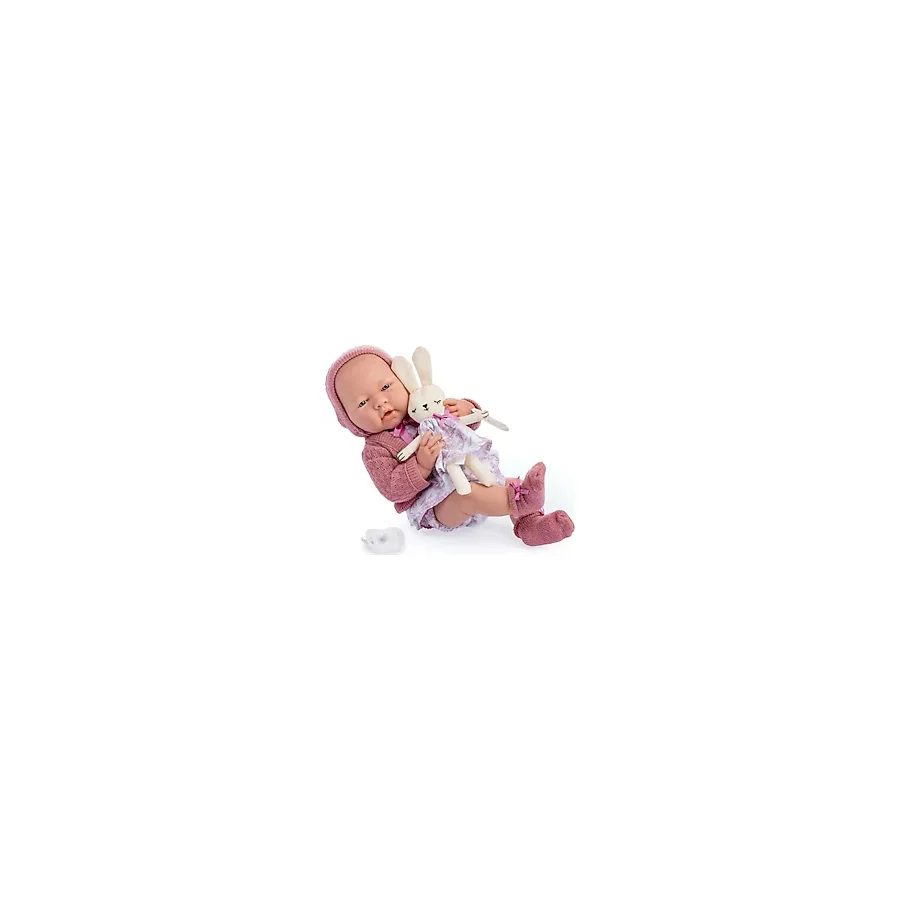 Berenguer Pembe Hırka ve Tavşanlı Oyuncak Bebek 38 cm