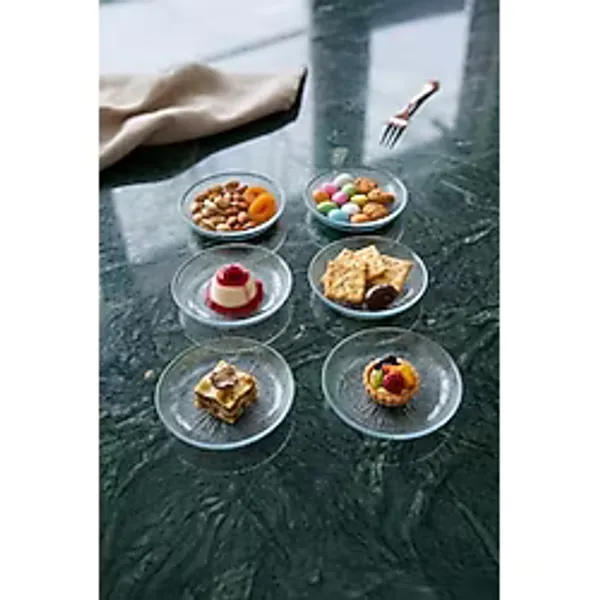 Berissa Cam Kase Mini İkramlık ve Sunumluk-Pasta ve Tatlı Tabağı -12 Cm Mini Kahvaltılık ve Çerezlik Tabak 6'lı
