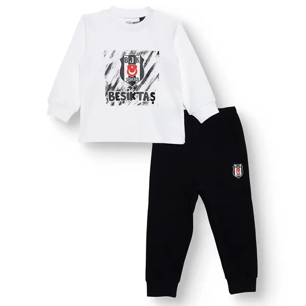 Beşiktaş Erkek Bebek Pijama Takımı Bisiklet Yaka Long Sleeve Reçme