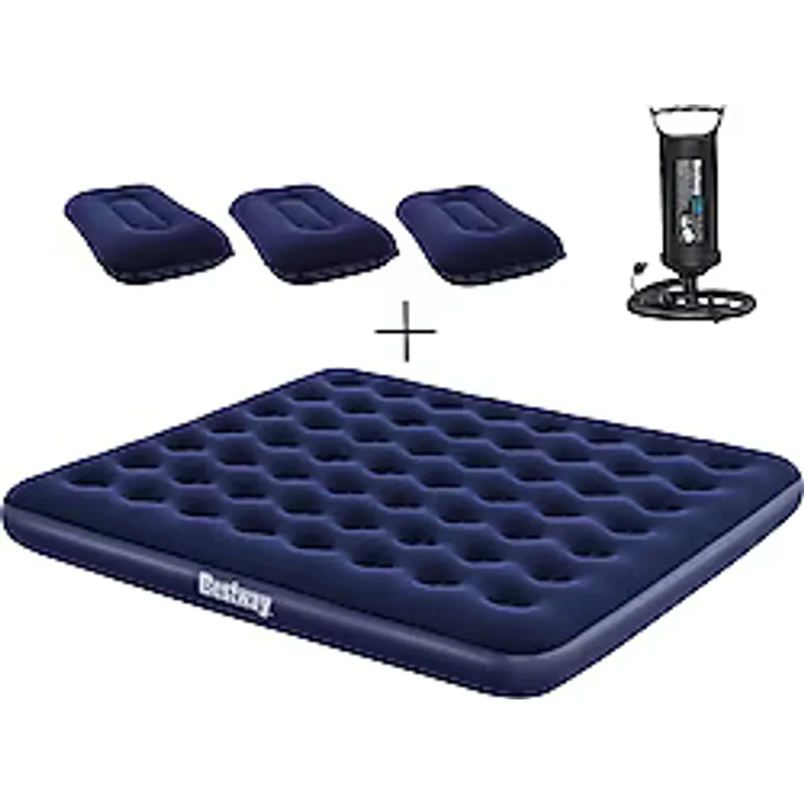 Bestway 67004 BW122 El Pompalı Yastıklı 3 Kişilik Şişme Yatak