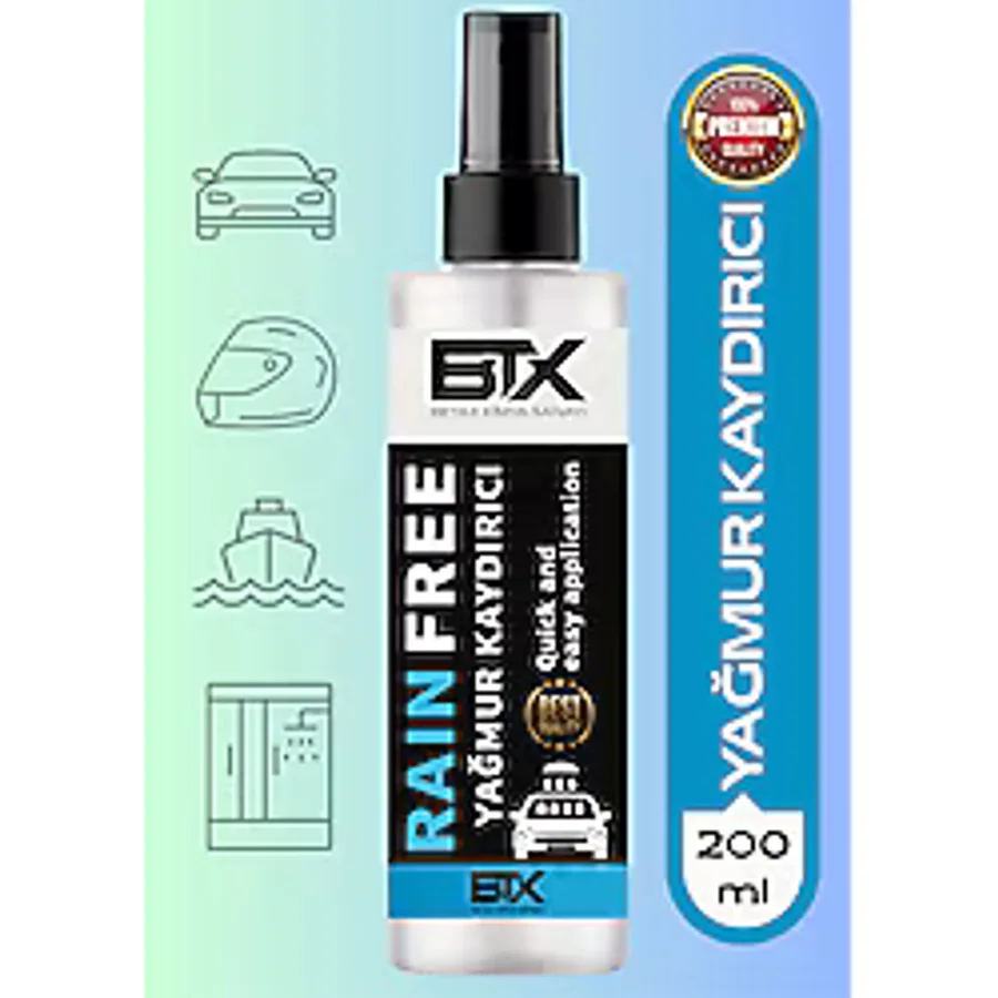 Betax Yağmur Kaydırıcı Rain Free sprey 200ml (ARAÇ AYNA KASK CAMI SU İTİCİ)