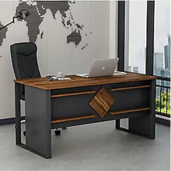 Betroya Boss Ofis Masası Antrasit Kemençe, Modern ve Şık Çalışma Masası (Sandalye Dahil Değildir)