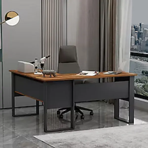 Betroya Landi Modern Ofis Masası Ahşap Dikdörtgen 140 cm x 90 cm Ergonomik Tasarım - Kahverengi