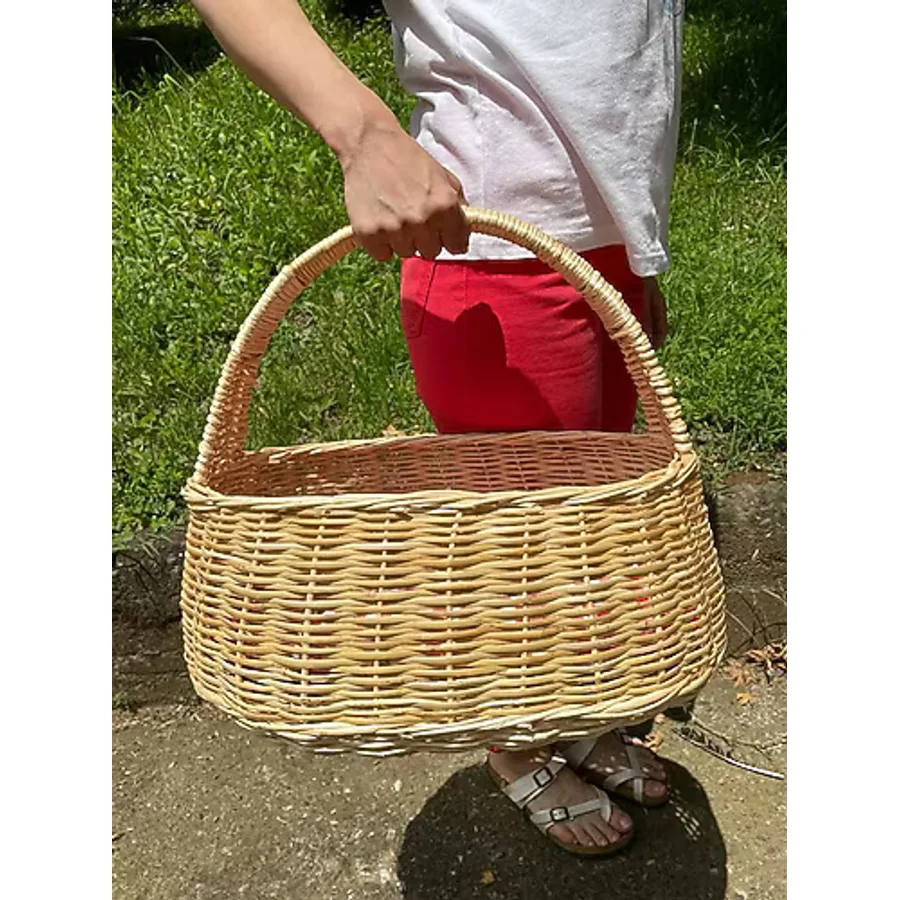 Beyaz Atölyem Hasır Estetik Piknik Sepeti Büyük Boy