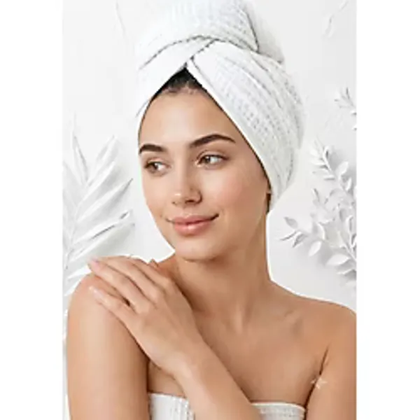 Beyaz Düğmeli Mikrofiber Saç Havlusu Bonesi - Banyo, Deniz ve Havuz Sonrası Hızlı Kurulama Saç Bonesi