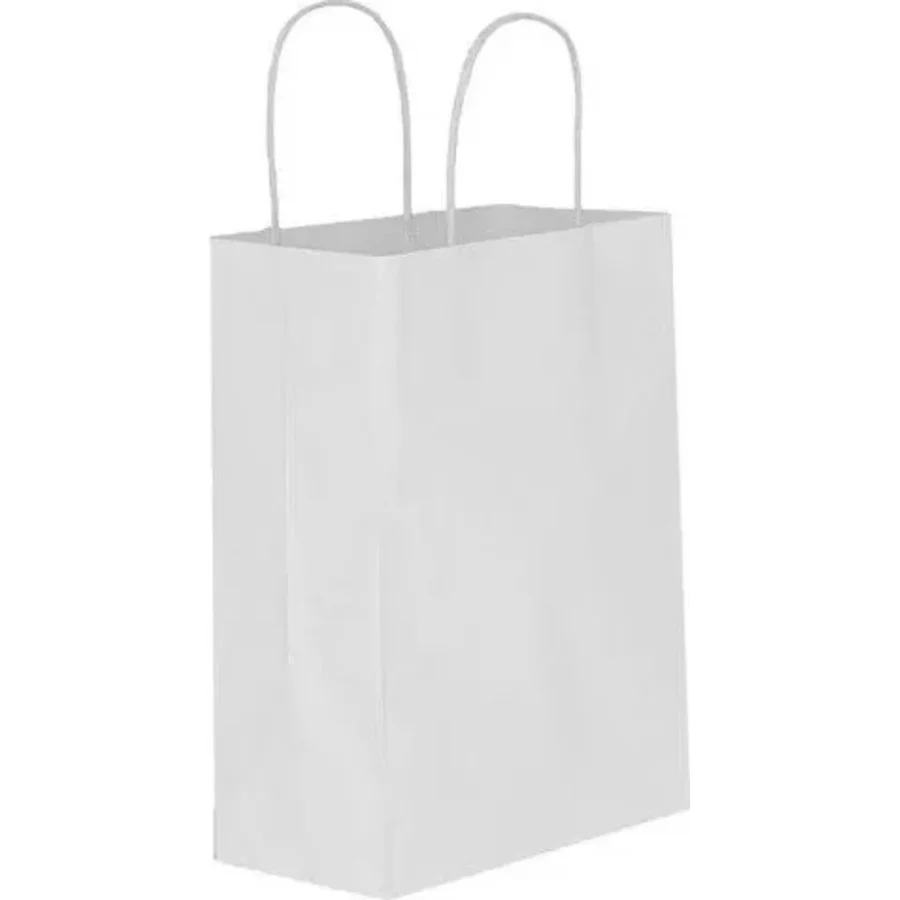 Beyaz Kağıt Hediye ve Alışveriş Çantası (18x8x24) 25 Adet