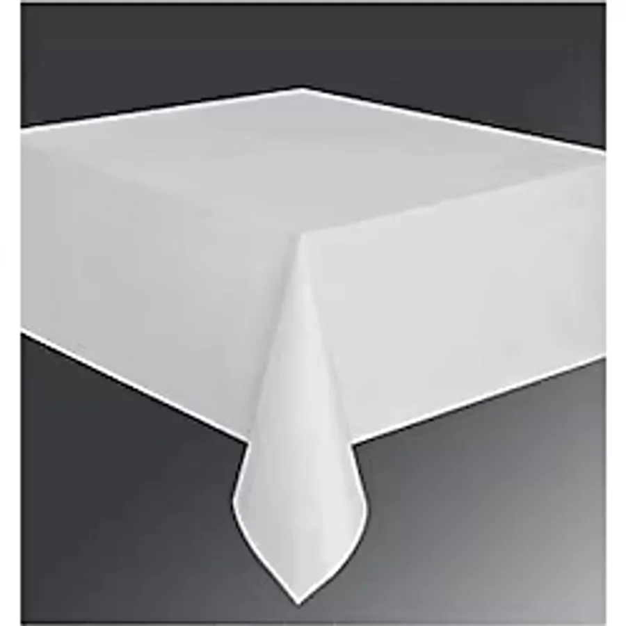 Beyaz Kullan At Plastik Masa Örtüsü, Doğum Günü Partisi 120x180cm