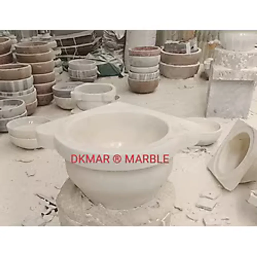 Beyaz Mermer Köşe Kurna Beyaz