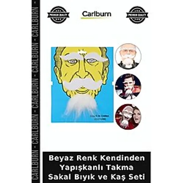 Beyaz Renk Kendinden Yapışkanlı Takma Sakal Bıyık Ve Kaş Seti Tiyatro Aksesuarı Eğlence Ürünü