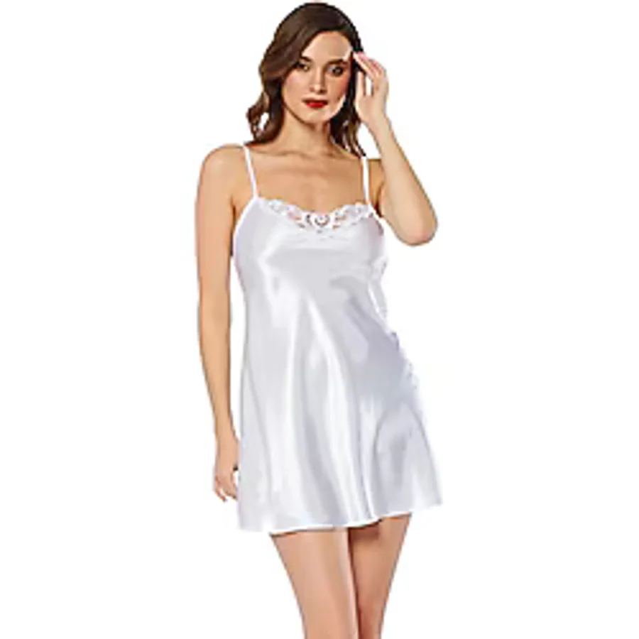 Beyaz Saten Gecelik - M-267