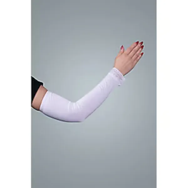 Beyaz Tesettür Kolluk Viskon Kumaş Dantelli 1002_42 Beyaz