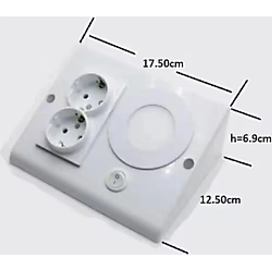Beyaz Tezgah Altı Priz - 2'li - 3 Watt Led Spot Ve Anahtarlı 1 Adet