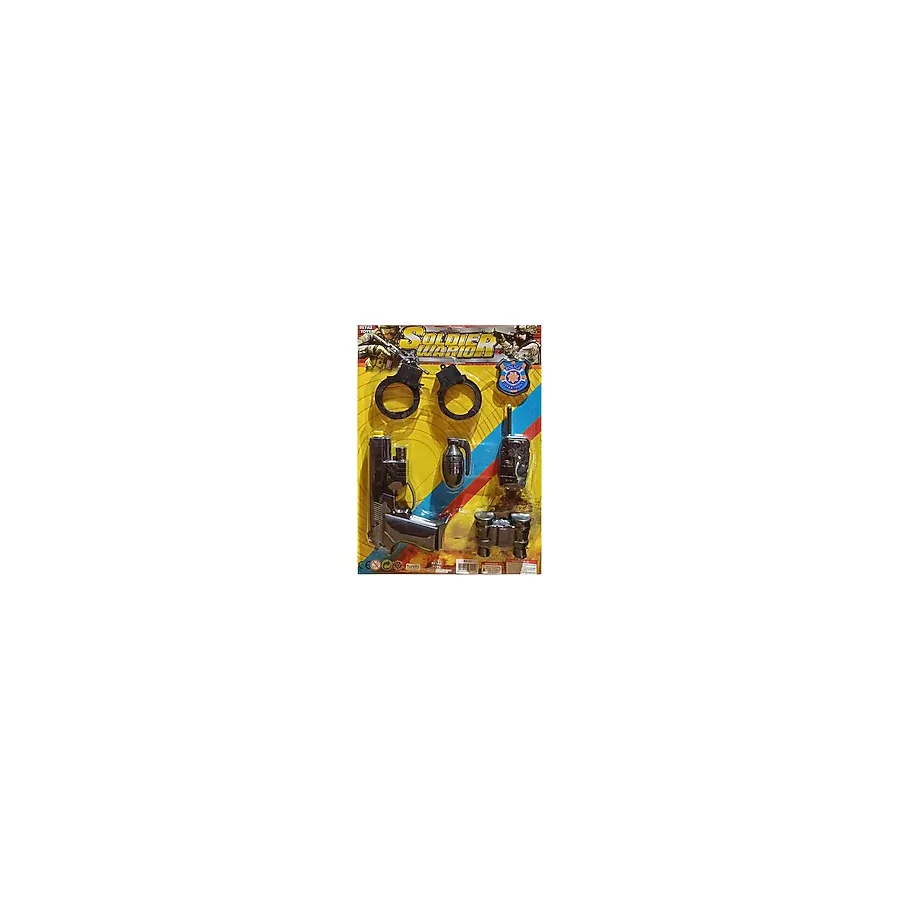 Beyaz Toys Soldier Warior Polis Oyuncak Seti 6 Parça Silah,el Bombası, Dürbün, Kelepçe,telsiz, Rozet