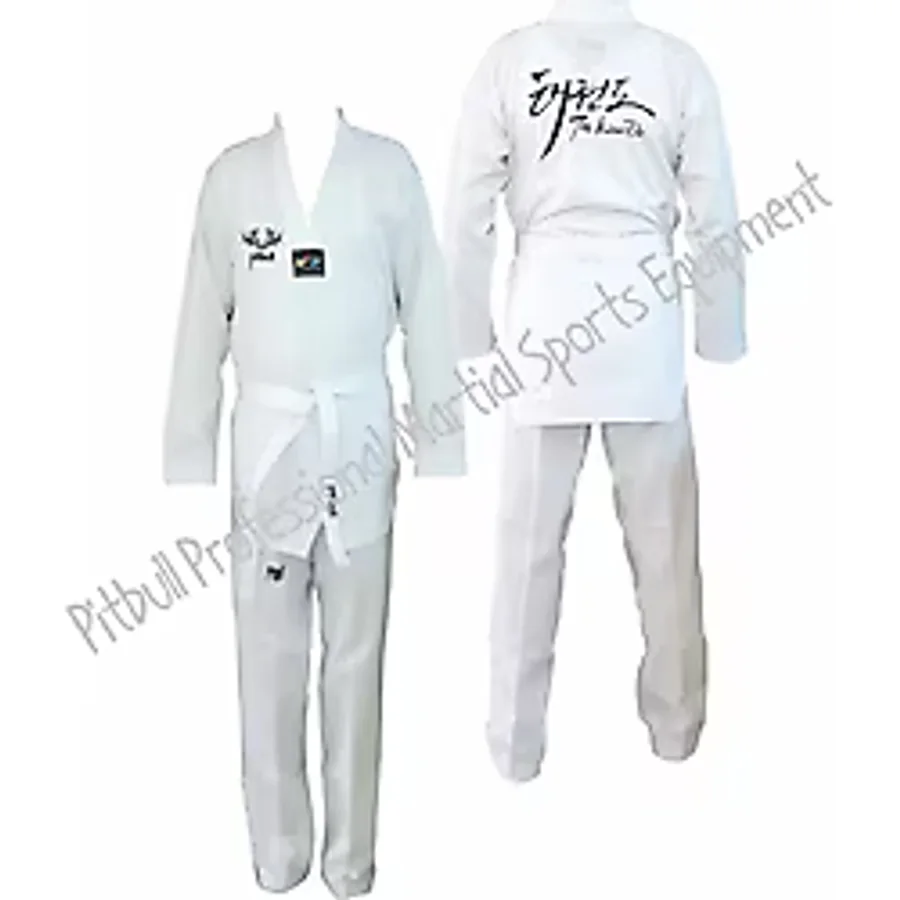 Beyaz Yaka Pitbull Taekwondo Elbisesi - Acemi Taekwondo Elbisesi - Tekvando Elbisesi - Acemi Dobok