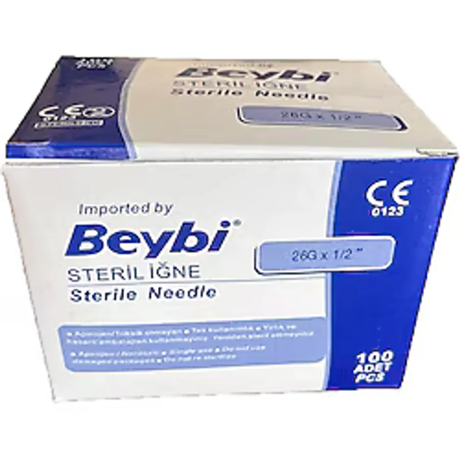 Beybi 26Gx1/2" Steril KAHVE RENGİ İğne Ucu 100 Adet