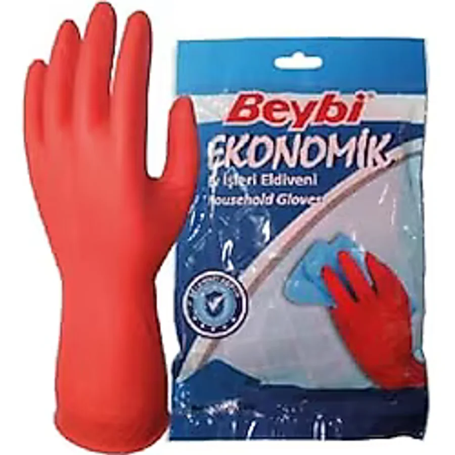 Beybi Bulaşık Eldiven - Kırmızı Eldiven 9-9,5 - 3 Çift
