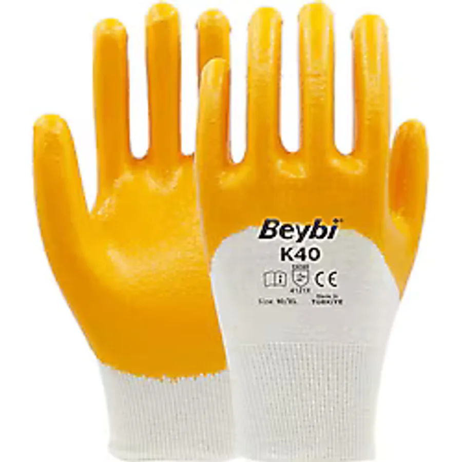 Beybi K40 Nitril Kaplı 10 Numara İş Eldiveni 12 Çift