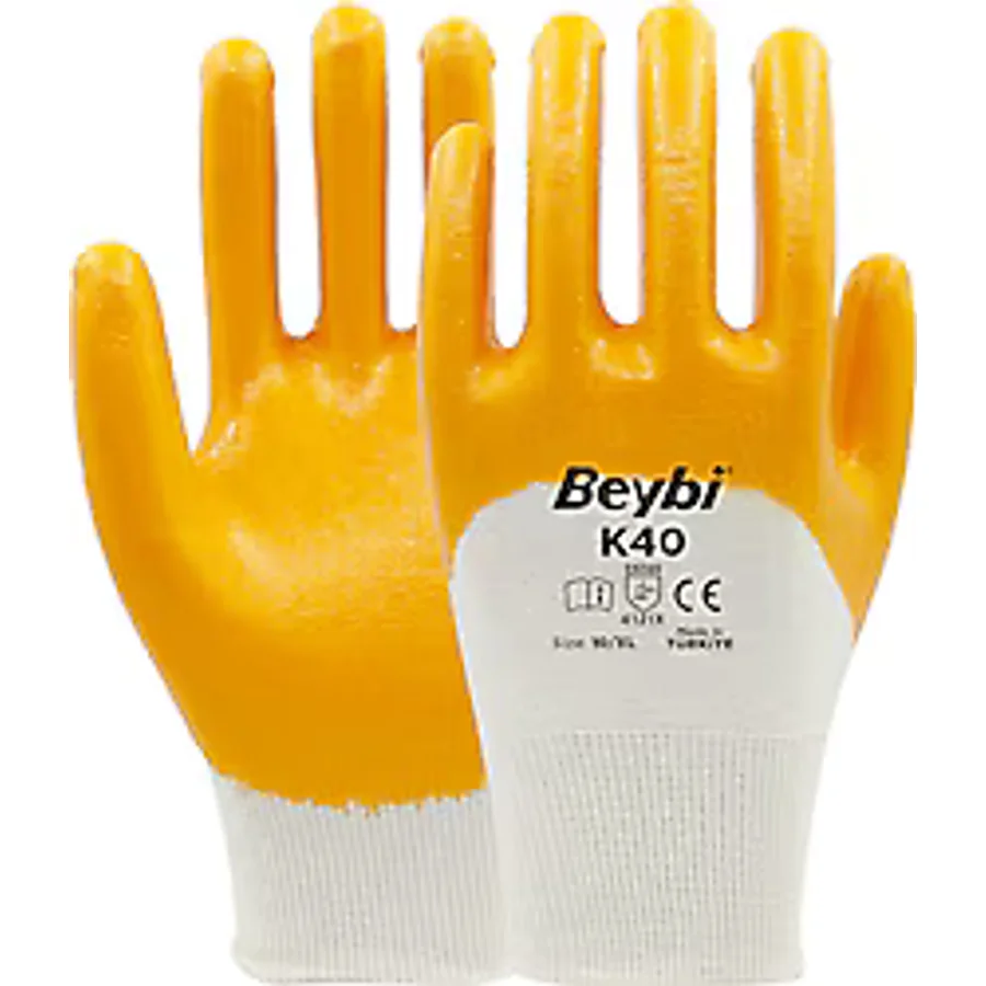 Beybi K40 Nitril Kaplı 10 Numara İş Eldiveni