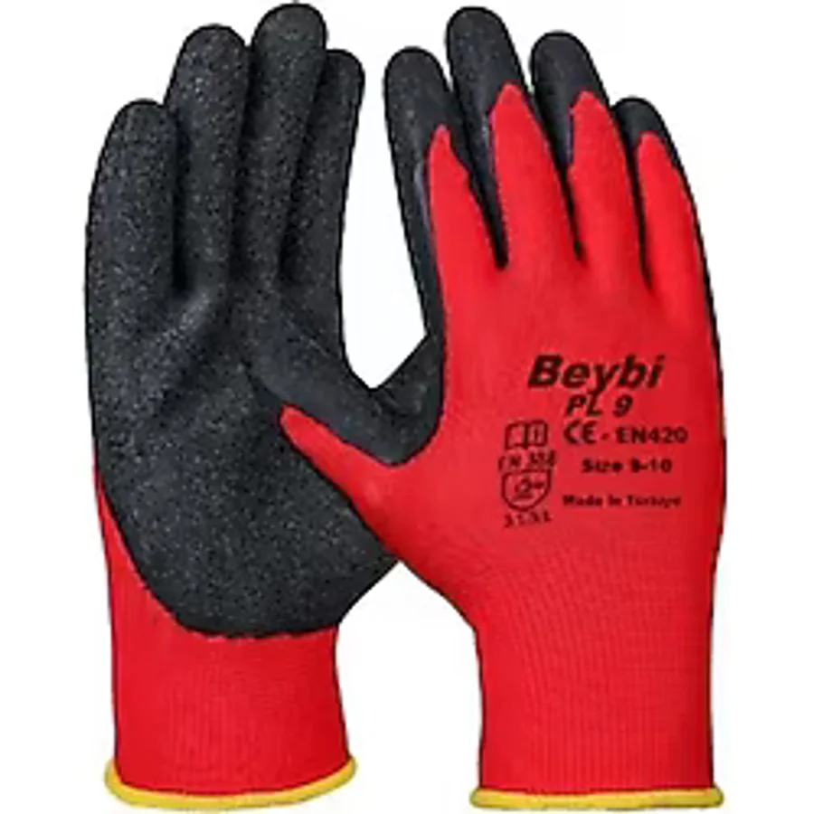Beybi PL9 Lateks Kaplı Polyester 12 Çift İş Eldiveni