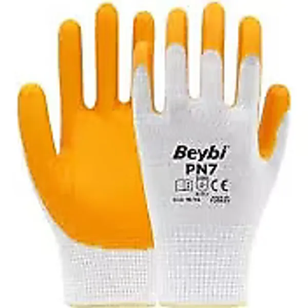 Beybi Pn Sarı Polyester Örme Nitril Iş Bahçe Eldiveni (12, Xl (No:10))