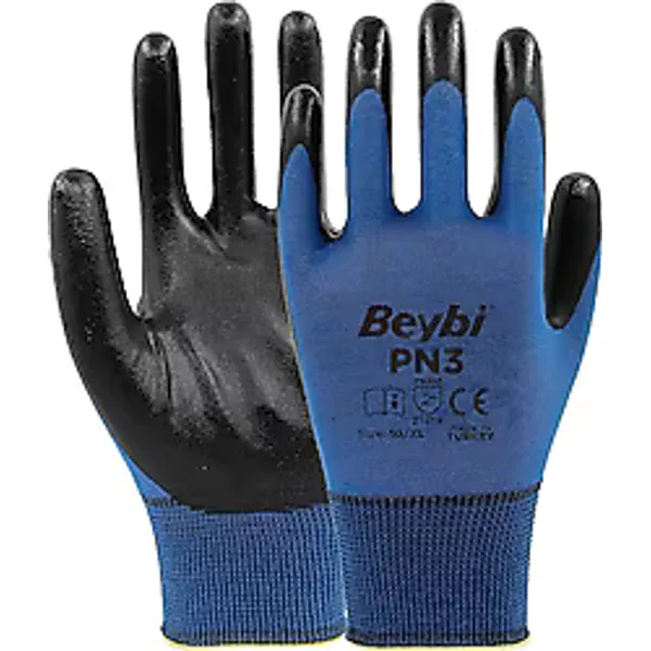 Beybi PN3 Polyester Örme Nitril 10 Numara 288 Çift İş Eldiveni