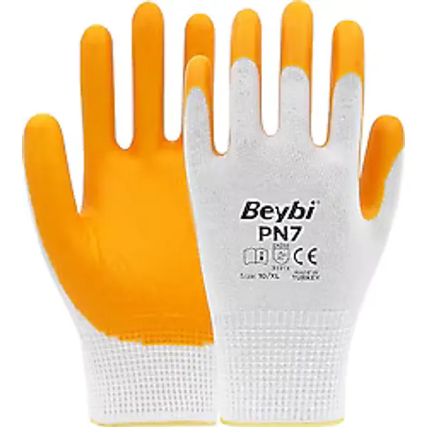 Beybi PN7 Polyester Örme Yarı Nitril 9 Numara İş Eldiveni