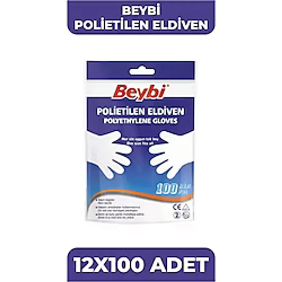Beybi Polietilen 100'lü 12'li Şeffaf Eldiven