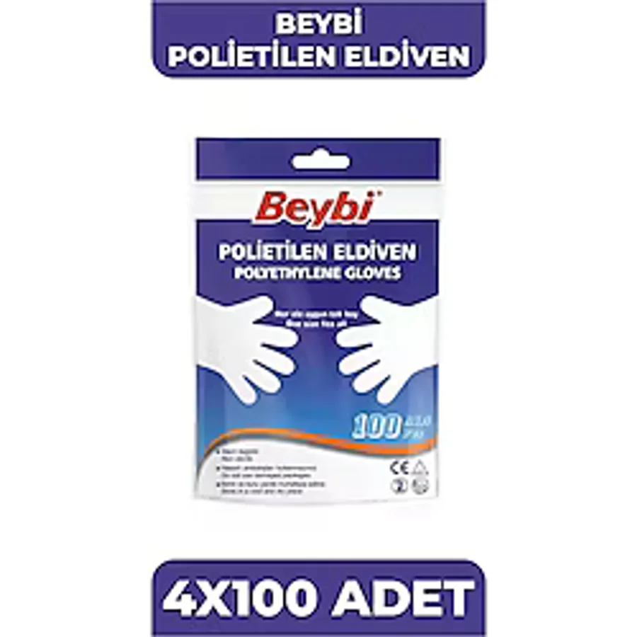 Beybi Polietilen 100'lü 4 Paket Şeffaf Eldiven