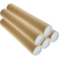 BEYLİNİ 5 ADET Postüp Kapaklı Silindir Kutu Karton Rulo Gönderi Poster Afiş Harita Tüpü Gönderi Kutuları (60 Cm)