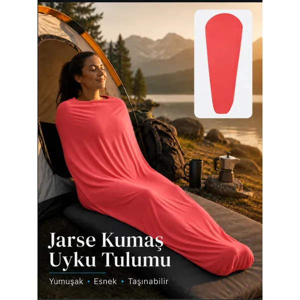 Beylini Kamp Uyku Tulumu Nefes Alır Jarse Esnek Kumaş Dayanıklı Taşıma Çantası Hediyeli Uyku Tulumu Konforlu Yıkanabilir Gezi Outdoor Av Balık Festival Kırmızı