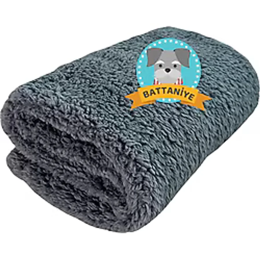 Beylini Peluş Kedi Köpek Battaniyesi Yıkanabilir 80 X 100 Cm Gri