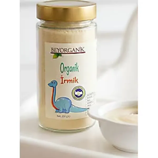 BEYORGANIK Organik İrmik, Bebek Kaşık Maması, Pestisit ve Aflatoksin Analizli, Cam Kavanoz, 350gr