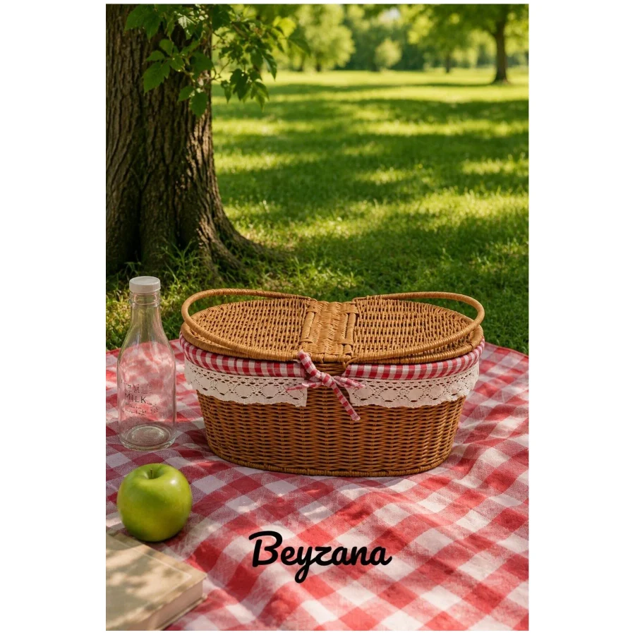 BEYZANA Picnic Hasır Model Dikdörtgen Piknik Sepeti