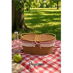BEYZANA Picnic Hasır Model Dikdörtgen Piknik Sepeti