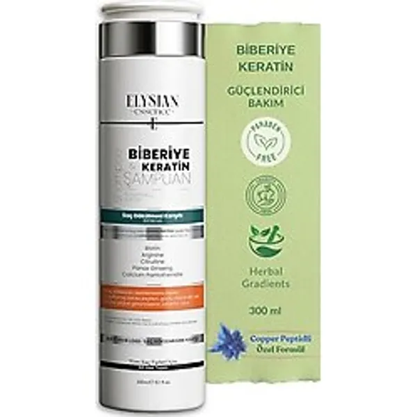 Biberiye & Keratin Şampuanı Copper Peptidli Saç Bakımı Saç Dökülmesi Karşıtı 300 ml