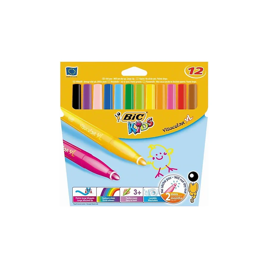 Bic Kids Visacolor XL Yıkanabilir 12'li Jumbo Keçeli Kalem Seti