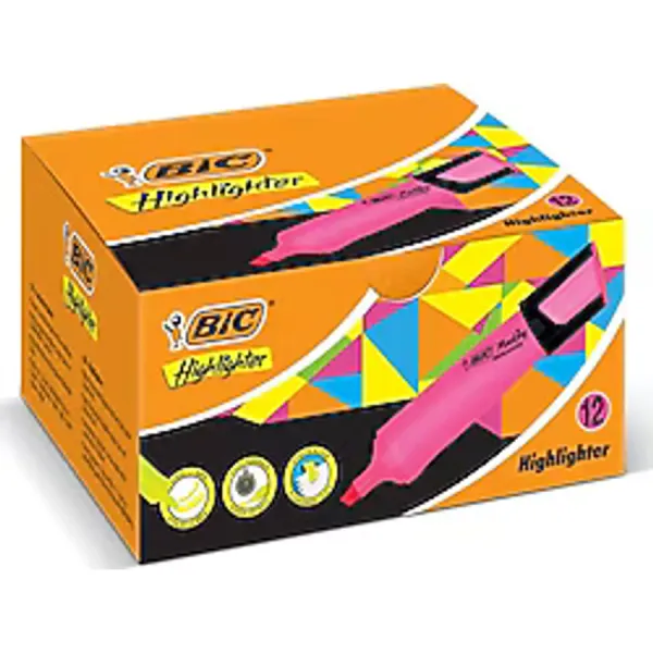 Bic Marking Flat Highlighter 12'li Pembe Fosforlu Kalem