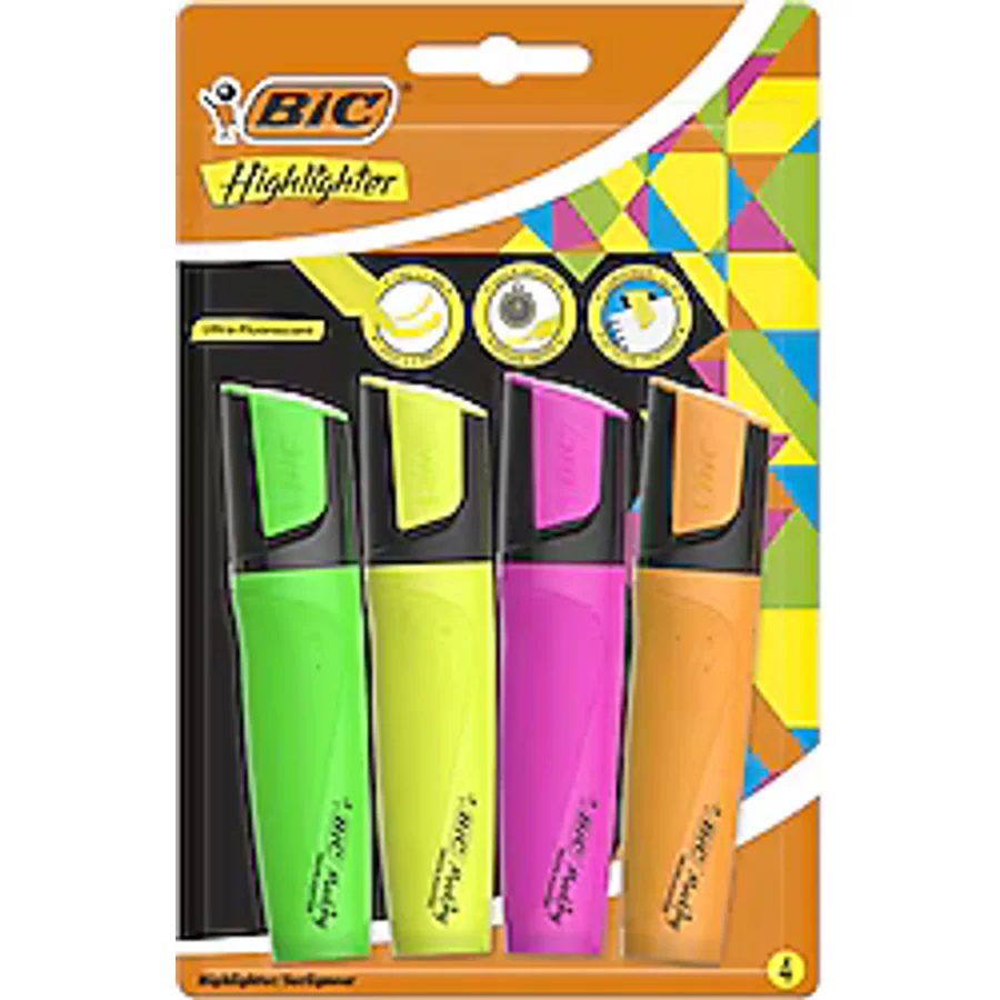 Bic Marking Flat Highlighter 4'lü Fosforlu Kalem Seti