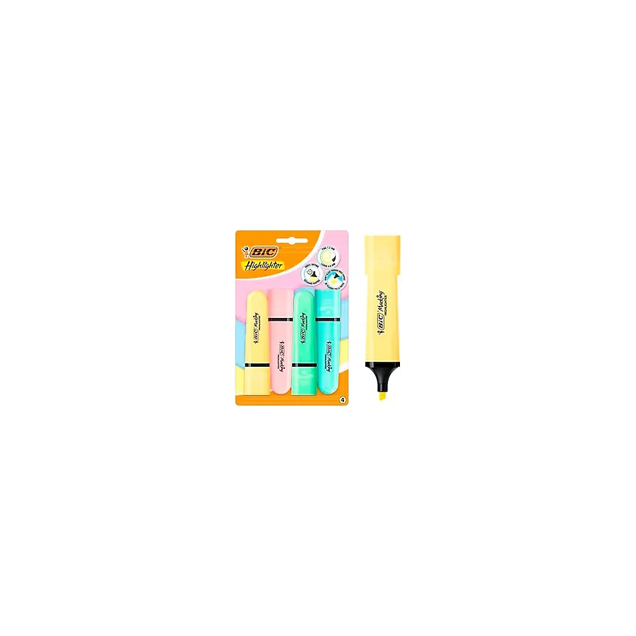 Bic Marking Flat Highlighter Pastel 4'lü Fosforlu Kalem Seti