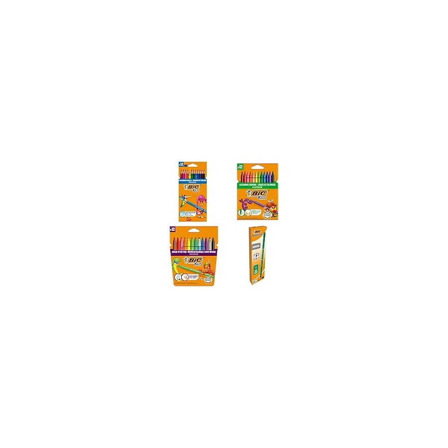 Bic Okula Dönüş Seti 12'li Kuru Boya + Keçeli Boya + Mum Pastel Boya + 12'li Kurşun Kalem