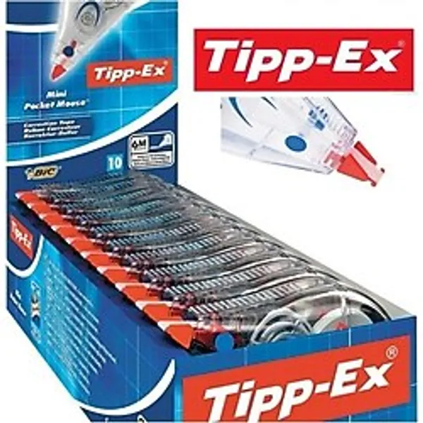 Bic Tipp-Ex Mini Pocket Mouse Şerit Daksil 6m 10LU Paket - Beyaz