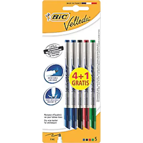 Bic Velleda 1721 4+1 Beyaz Tahta Kalemi