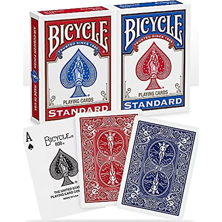 Bicycle Standart Endeks Oyun Kağıdı Destesi, Poker Boyu, 2 Deste, Kırmızı ve Mavi