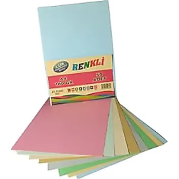 BİGİBU Lüx Hamurundan Boyalı Renkli 50'li Fotokopi Kağıdı/Fon Kartonu/Baskı Kağıdı 160 Gr. (50 Adet) 129914531001