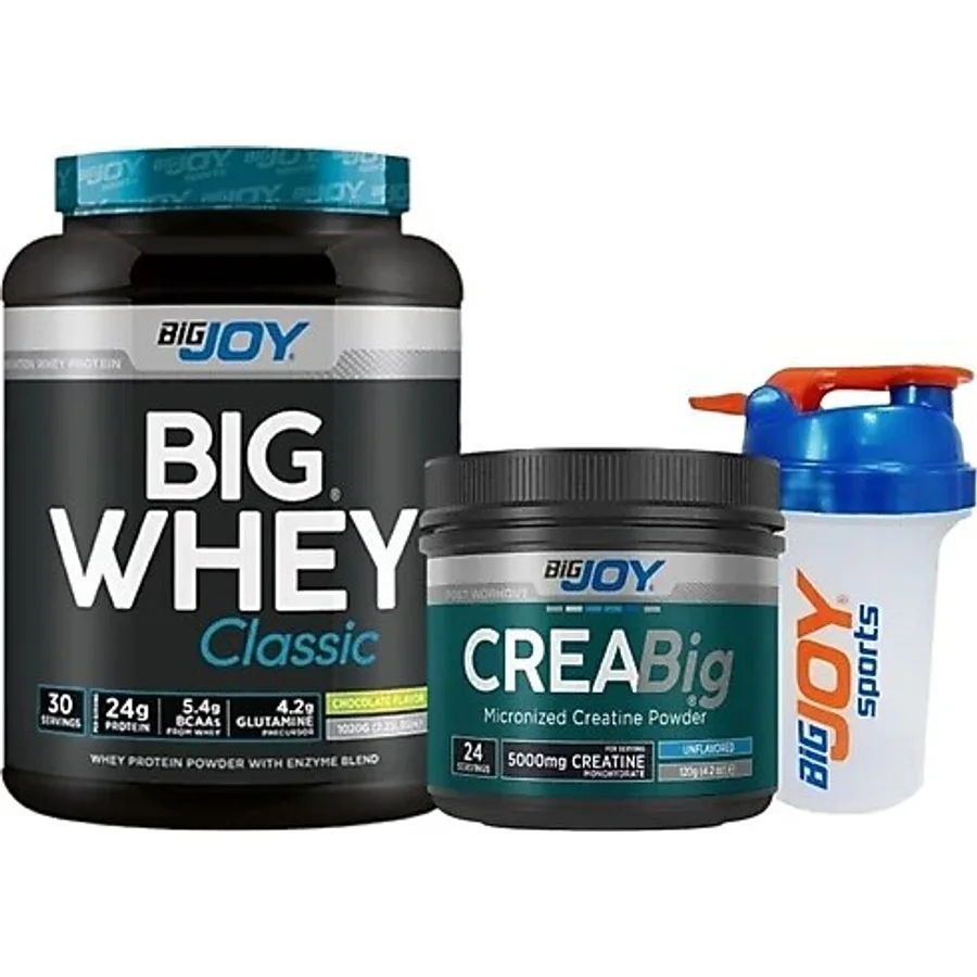 Bigjoy Sports WHEY PROTEİN Çikolata Aromalı 1020 gr Big Whey Classic Series + KREATİN 120gr Creabig Creatine