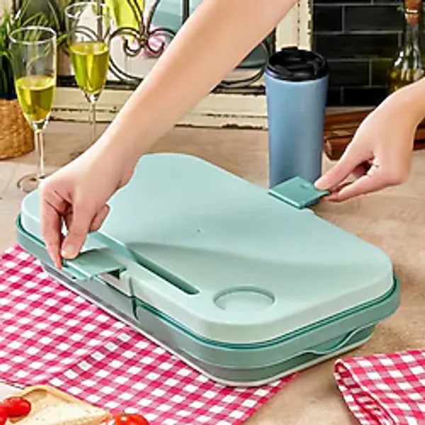 Bigmate Portatif Katlanır Piknik Seti 25lt Silikon Sepetli Masalı Piknik Sepeti Yeşil