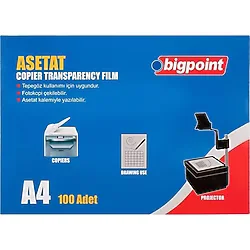 Bigpoint Fotokopi Asetatı A4 100 Mikron 100'lü Kutu