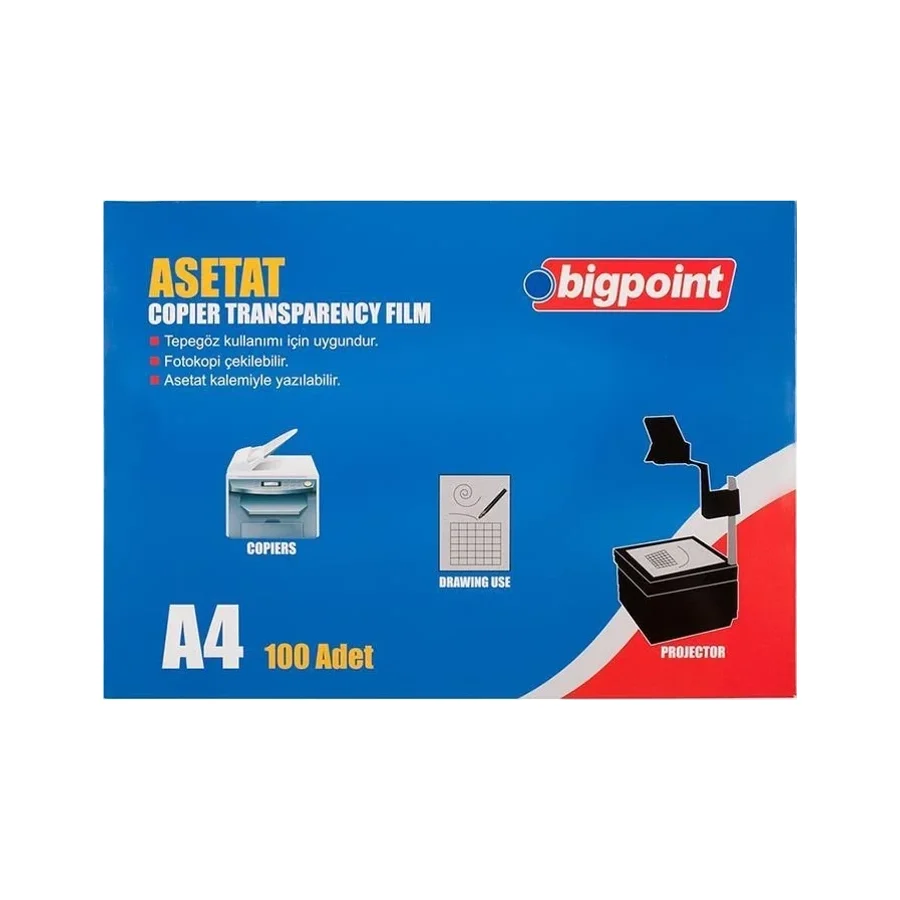 Bigpoint Fotokopi Asetatı A4 100 Mikron 100'lü Kutu